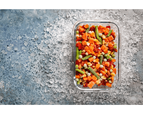 Verduras congeladas en bolsas listas para cocinar